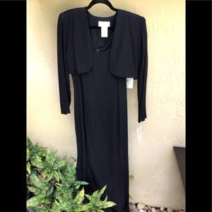 New JESSICA MCCLINTOCK BLACK FORMAL MAXI DRESS W/JACKET Size 10/Med Sophisticate